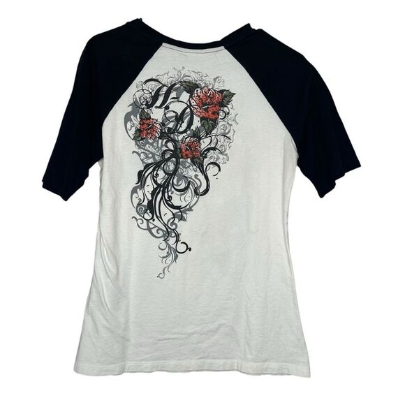 |EUC| HARLEY DAVIDSON Roses Logo T Shirt - Picture 4 of 6